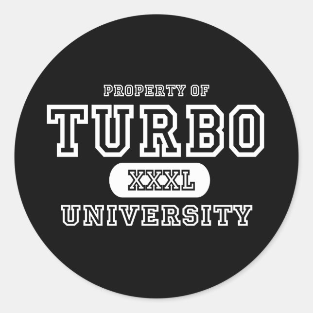 Turbo University Dark Classic Round Sticker (Front)