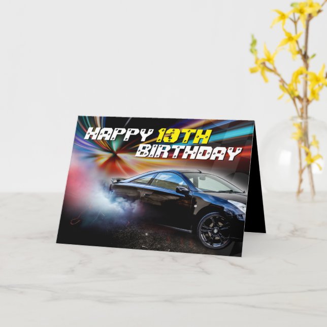 Turbocharge Street Racing Birthday Card (Yellow Flower)