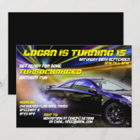 Turbocharged Street Racing Party Invitations