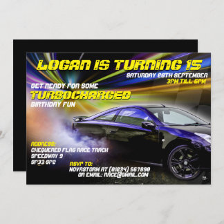 Turbocharged Street Racing Party Invitations