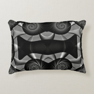 ~TURBULENCE Black Silver ~ Fractal Design ~ Decorative Cushion