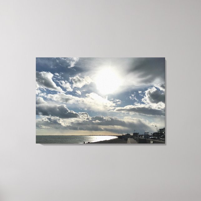 Turbulent Skies Over Hythe Bay Kent. Canvas Print (Front)