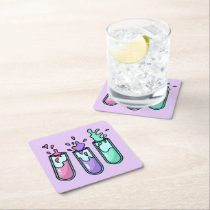 Turbulent Test Tubes Square Paper Coaster