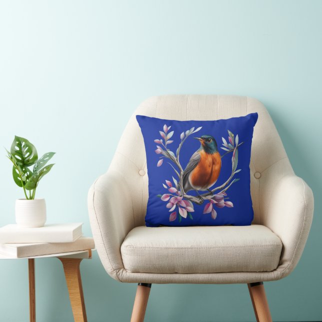 Turdus migratorius Surrounded By Mountain Laurel Cushion (Chair)