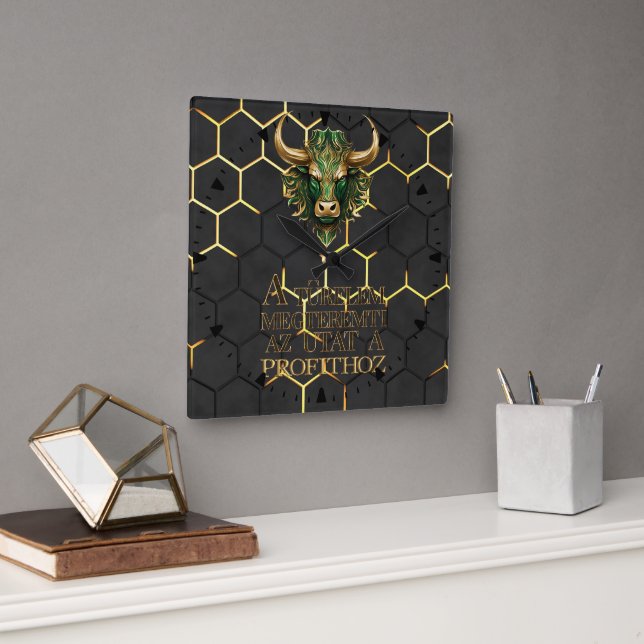 Türelem | Motiváció | Bull market Square Wall Clock (Office)