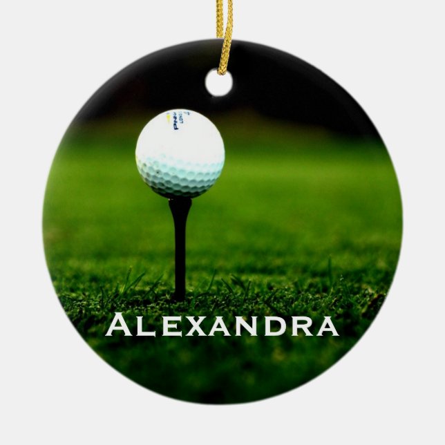 Turf and Golf Ball Personalised Ornament (Front)