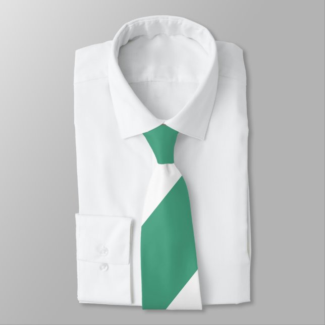 Turf Green and White Broad Regimental Stripe Tie (Tied)