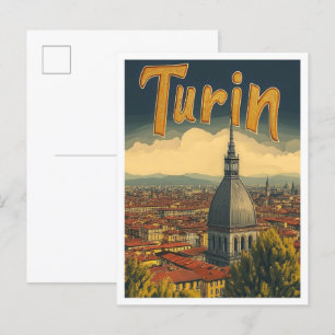 Turin Italy Art Vintage Travel Illustration Postcard