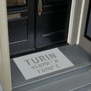 Turin Italy Latitude and Longitude Coordinates Doormat