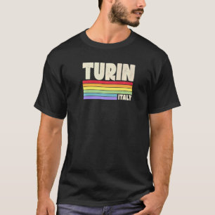 Turin Italy Rainbow Gay Pride Merch Retro 70s 80s  T-Shirt