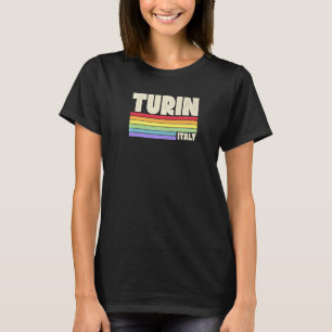 Turin Italy Rainbow Gay Pride Merch Retro 70s 80s  T-Shirt