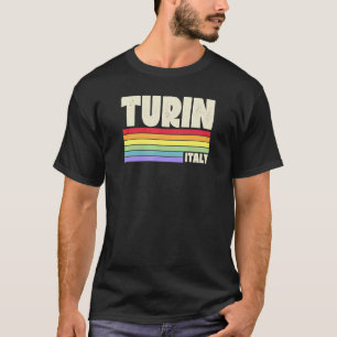 Turin Italy Rainbow Gay Pride Merch Retro 70s 80s  T-Shirt