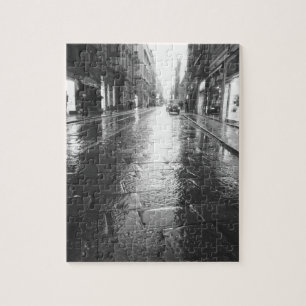 Turin Italy, Wet Street Evening Jigsaw Puzzle