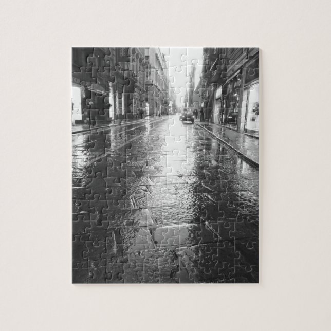 Turin Italy, Wet Street Evening Jigsaw Puzzle (Vertical)