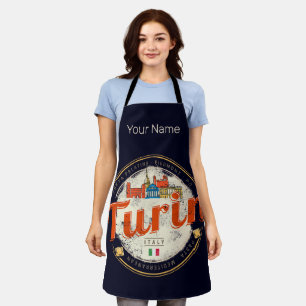 Turin Piedmont Retro Skyline Italian Vintage Pasta Apron