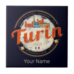 Turin Piedmont Retro Skyline Italian Vintage Pasta Tile
