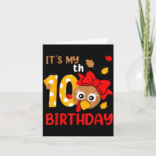 Turkey 10th Birthday Autumn Thanksgiving Party Boy Card (Front)