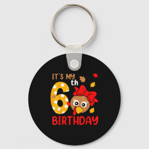 Turkey 6th Birthday Autumn Thanksgiving Party Boy  Key Ring