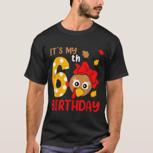 Turkey 6th Birthday Autumn Thanksgiving Party Boy T-Shirt