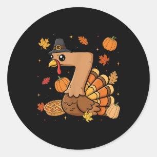 Turkey 7 Thanksgiving Pumpkin Gen Z Alpha Meme Mat Classic Round Sticker