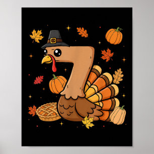 Turkey 7 Thanksgiving Pumpkin Gen Z Alpha Meme Mat Poster