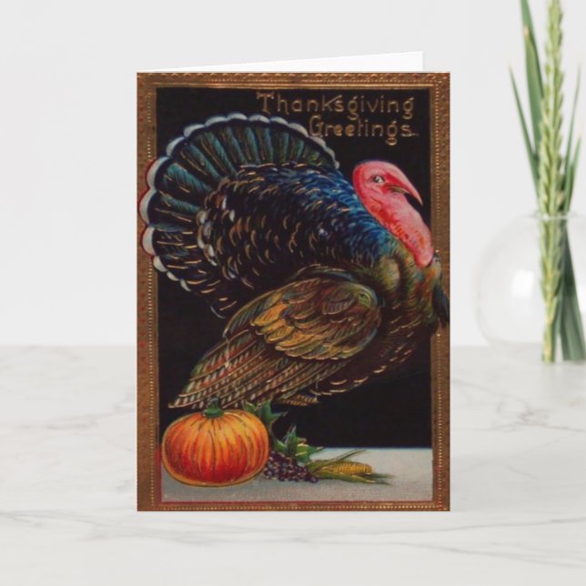 Turkey & A Pumpkin Holiday Card (Front)