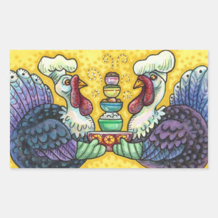 TURKEY & ALL THE FIXINS, FUNNY THANKSGIVING BIRDS RECTANGULAR STICKER