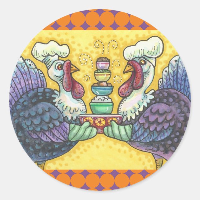 TURKEY & ALL THE FIXINS THANKSGIVING STICKERS Rnd (Front)