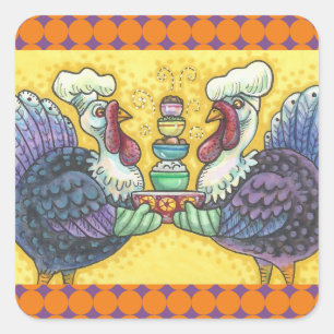 TURKEY & ALL THE FIXINS THANKSGIVING STICKERS Squ