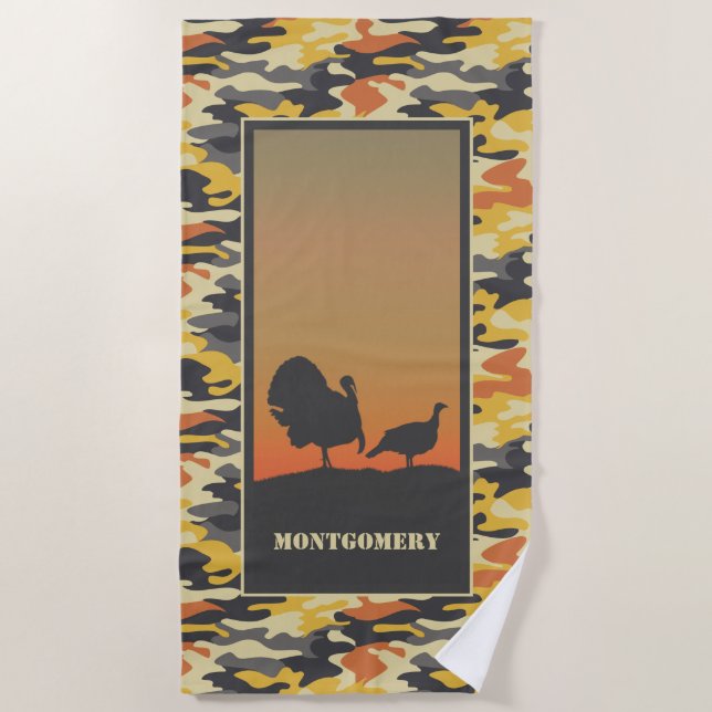 Turkey and Camo Beach Towel (Front)