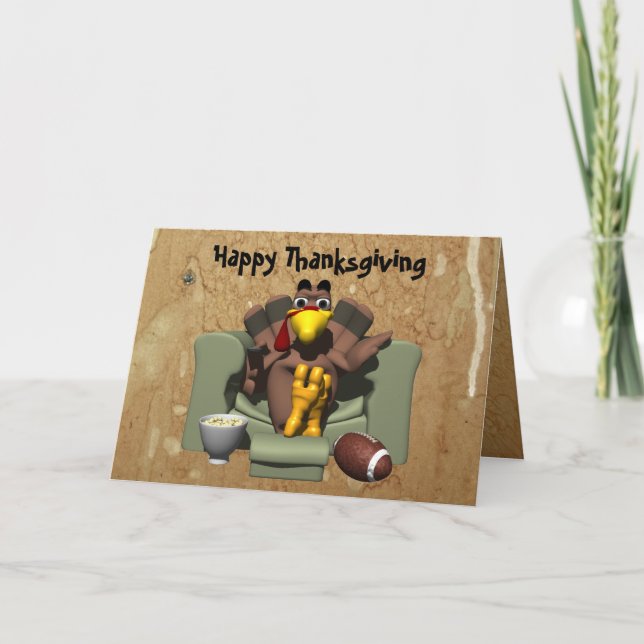 Turkey and Football Thanksgiving Card (Front)