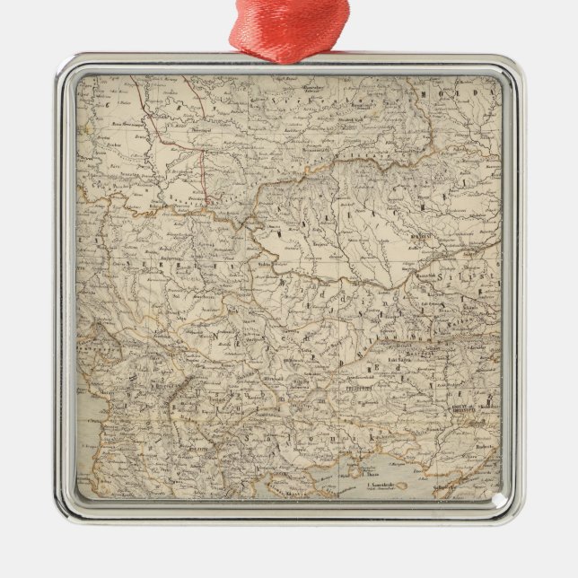 Turkey and Greece Atlas Map Metal Tree Decoration (Front)
