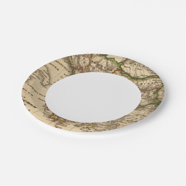 Turkey and Greece Map Paper Plate (Angled)