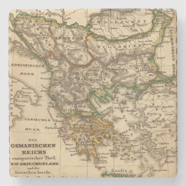Turkey and Greece Map Stone Coaster (Front)