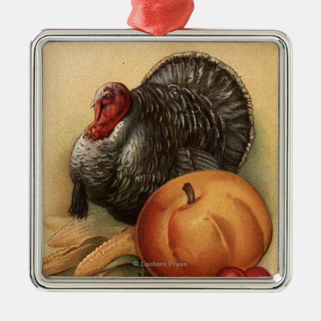 Turkey and Produce # 1 Metal Tree Decoration (Front)