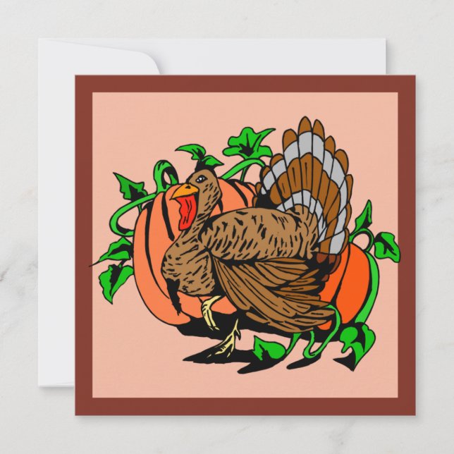 Turkey and Pumpkin Invitation (Front)