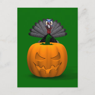Turkey And Pumpkin Postcard