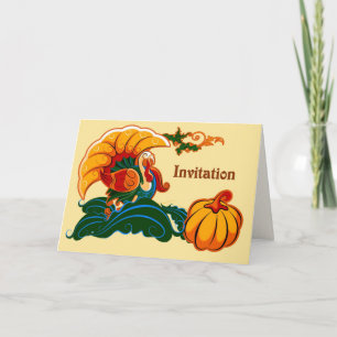 Turkey and Pumpkin Thanksgiving Dinner Invitation