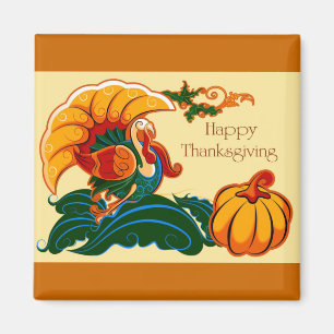 Turkey and Pumpkin Thanksgiving Magnet