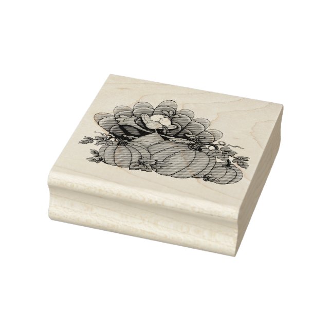 Turkey and Pumpkins Rubber Stamp (Stamp)