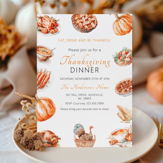 Turkey and Sides Thanksgiving Dinner Invitation (Creator Uploaded)