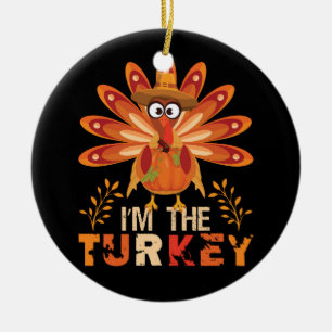 turkey and summer fall colors for thanksgiOrnament Ceramic Tree Decoration