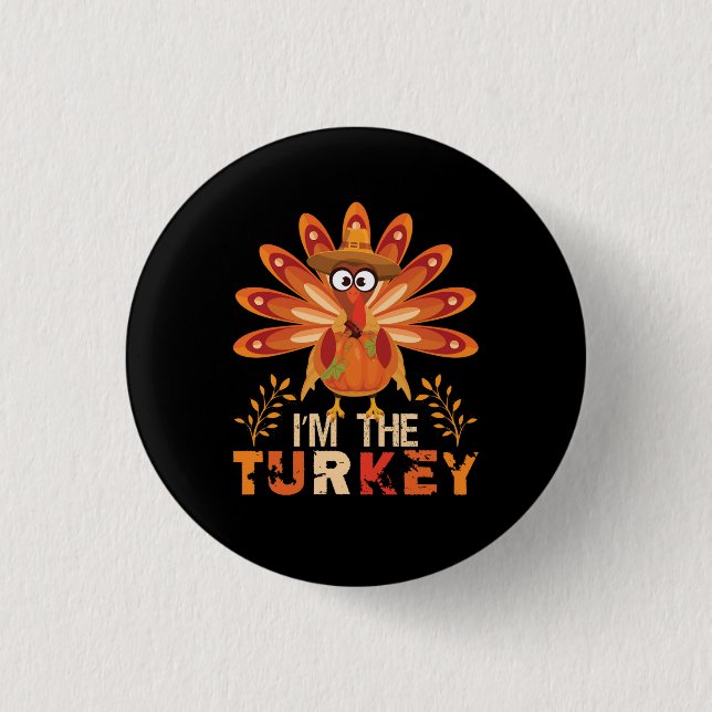turkey and summer fall colours for thanksgiving da 3 cm round badge (Front)