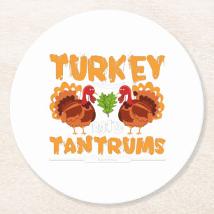 Turkey and Tantrums Round Paper Coaster