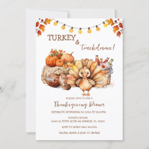 Turkey and Touchdown Thanksgiving Dinner  Invitation