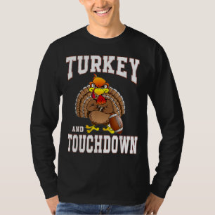 Turkey And Touchdowns Football Retro Thanksgiving T-Shirt