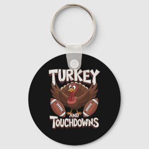 Turkey And Touchdowns Football Thanksgiving Key Ring