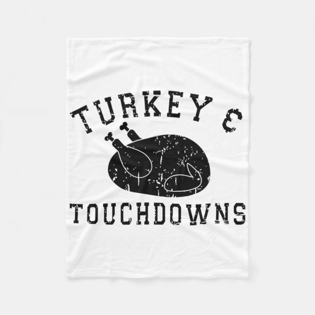 Turkey And Touchdowns Funny Autumn Fall Thanksgivi Fleece Blanket (Front)