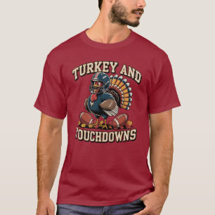 Turkey and Touchdowns Funny Football T-shirt 