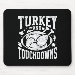 Turkey And Touchdowns Funny Thanksgiving Football Mouse Mat
